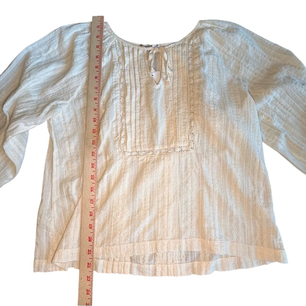 Marine Layer Blouse NWT Women XS Cream Pintuck Lace‎ Peasant Top 15933 - Picture 5 of 11